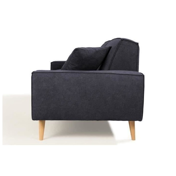 Hexagone - Canapé droit 3 places - Tissu Bleu - L 216 x P 90 x H 80 c