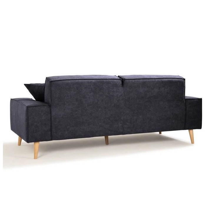 Hexagone - Canapé droit 3 places - Tissu Bleu - L 216 x P 90 x H 80 c