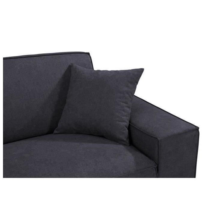 Hexagone - Canapé droit 3 places - Tissu Bleu - L 216 x P 90 x H 80 c