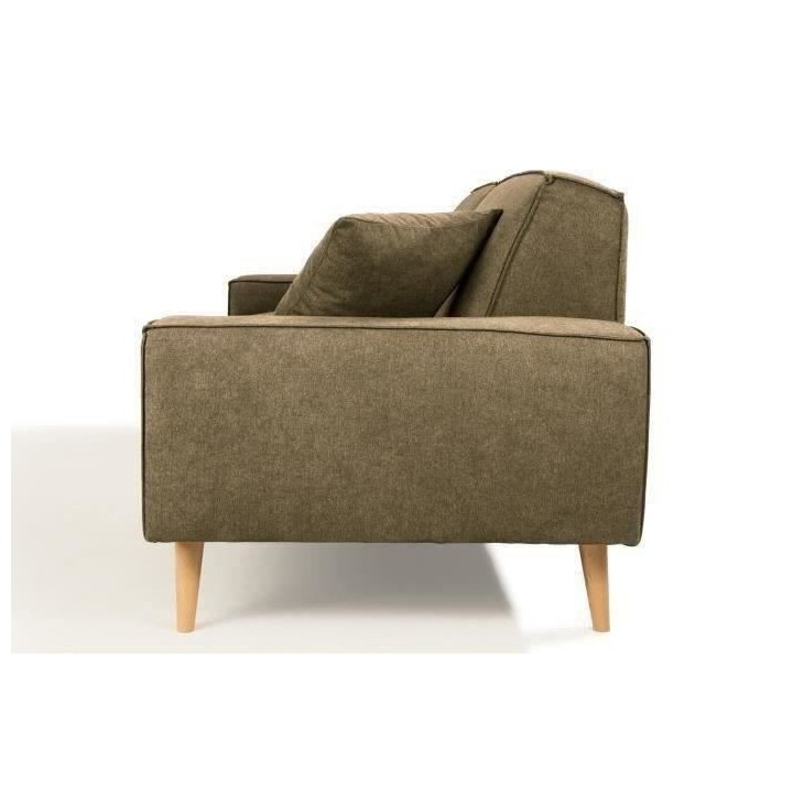 Hexagone - Canapé droit 3 places - Tissu Olive - L 216 x P 90 x H 80