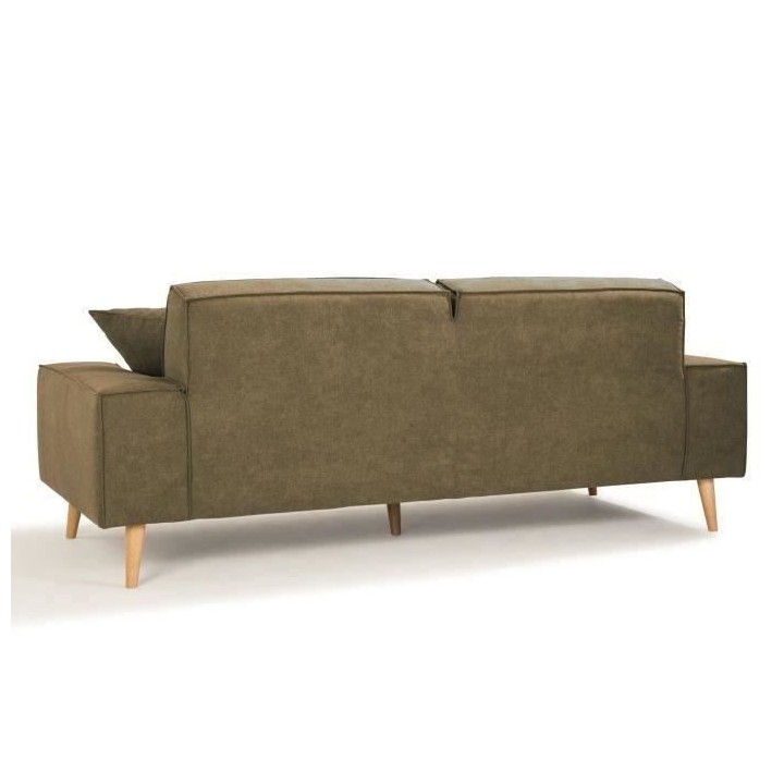 Hexagone - Canapé droit 3 places - Tissu Olive - L 216 x P 90 x H 80