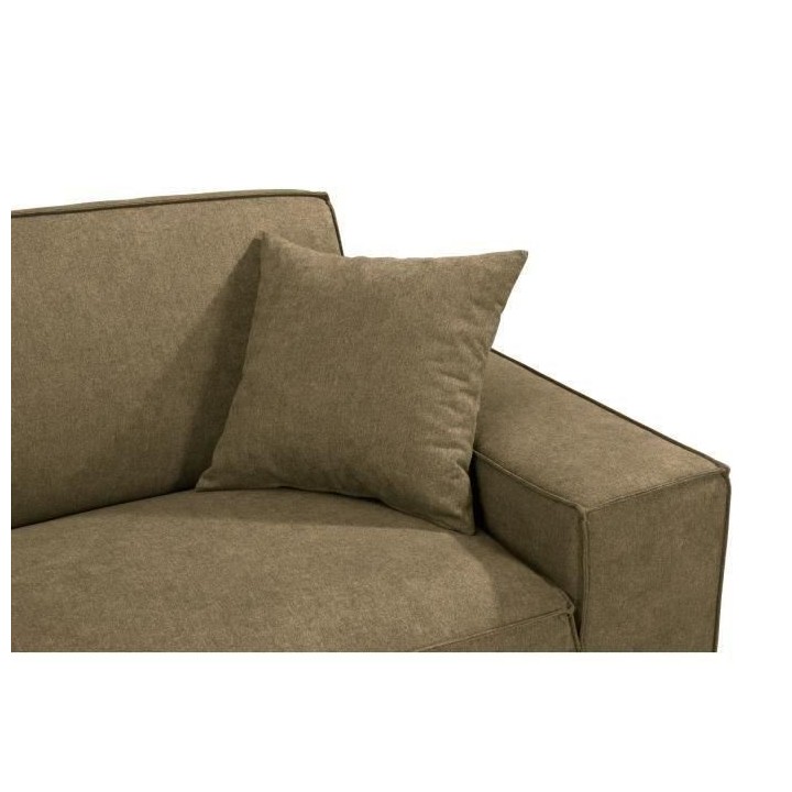 Hexagone - Canapé droit 3 places - Tissu Olive - L 216 x P 90 x H 80