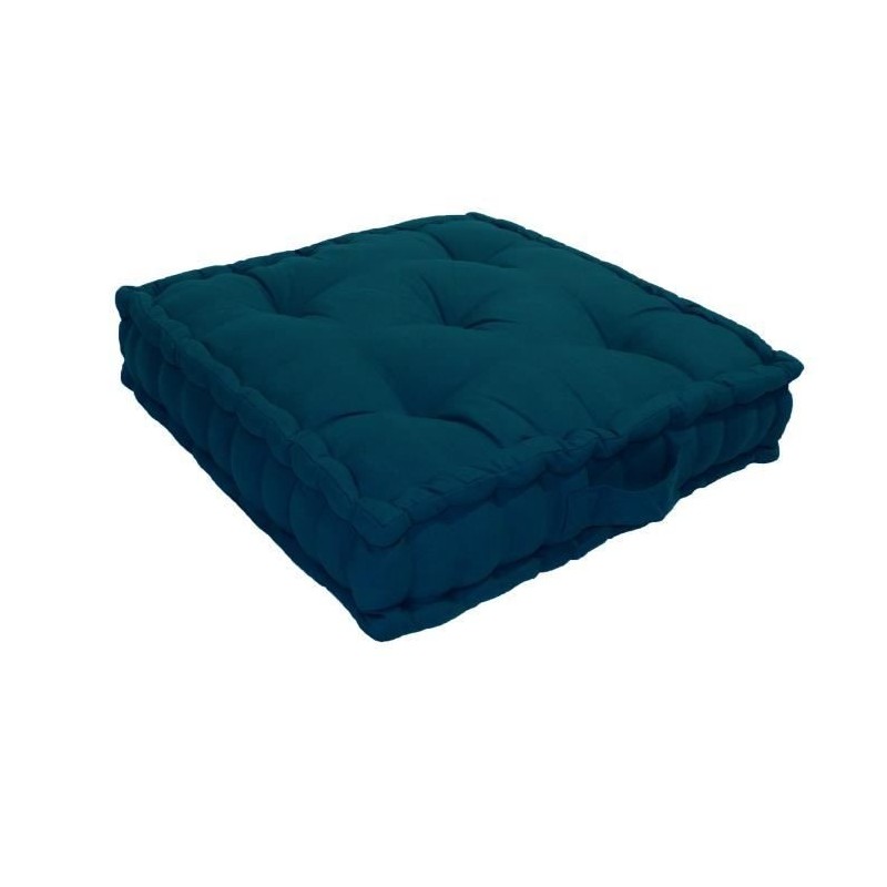 Coussin de sol Grand Format 100% Coton 60x60x15 cm BLEU CANARD