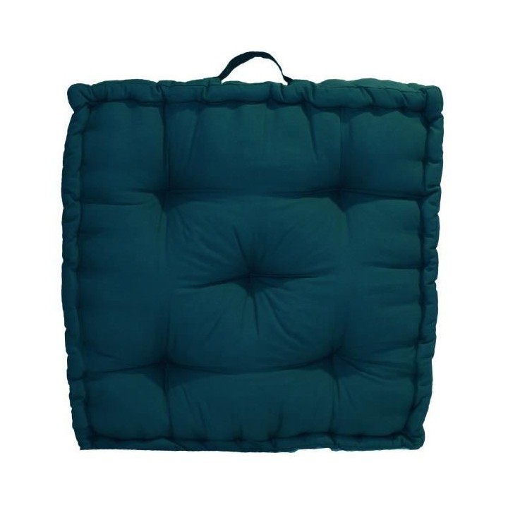 Coussin de sol Grand Format 100% Coton 60x60x15 cm BLEU CANARD