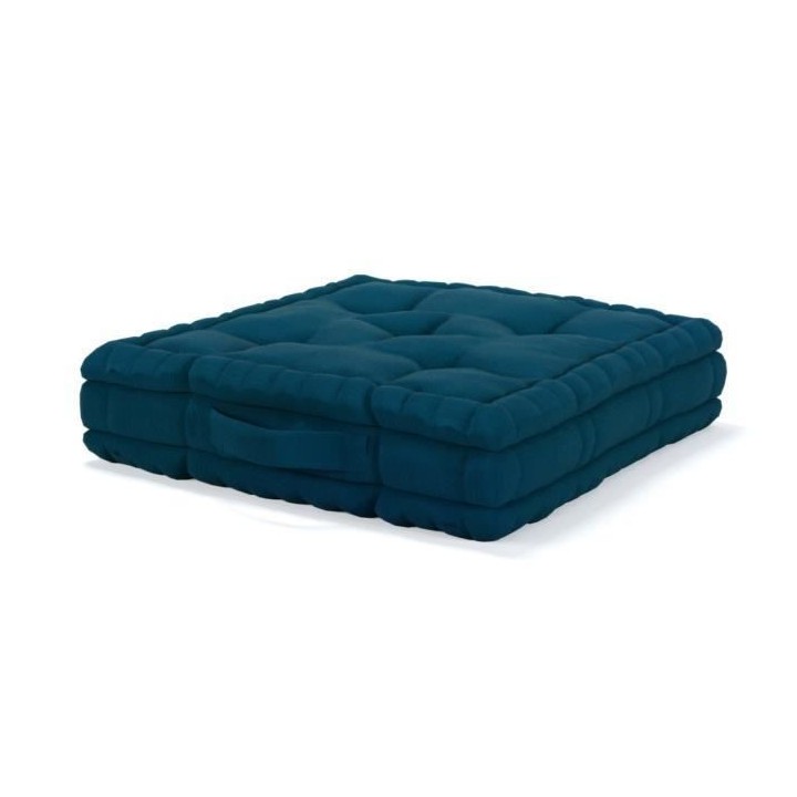 Coussin de sol Grand Format 100% Coton 60x60x15 cm BLEU CANARD