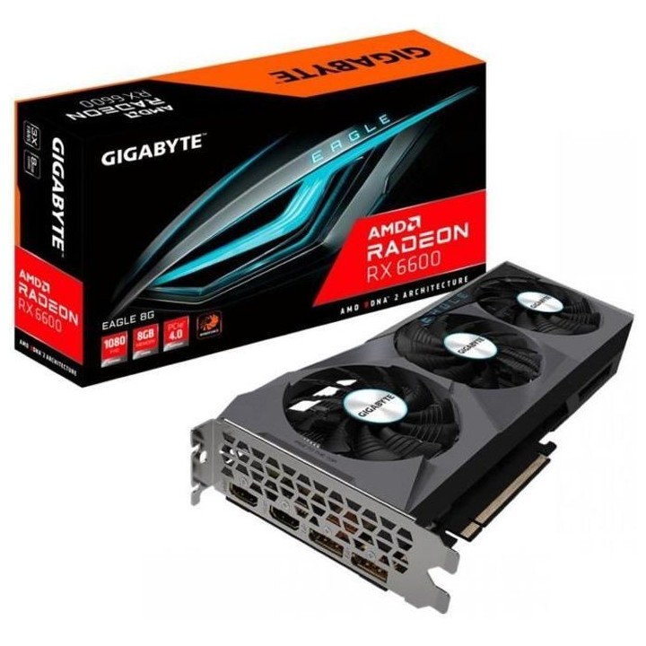 Carte Graphique - GIGABYTE - Radeon RX 6600 EAGLE 8G - (GV-R66EAGLE-8G