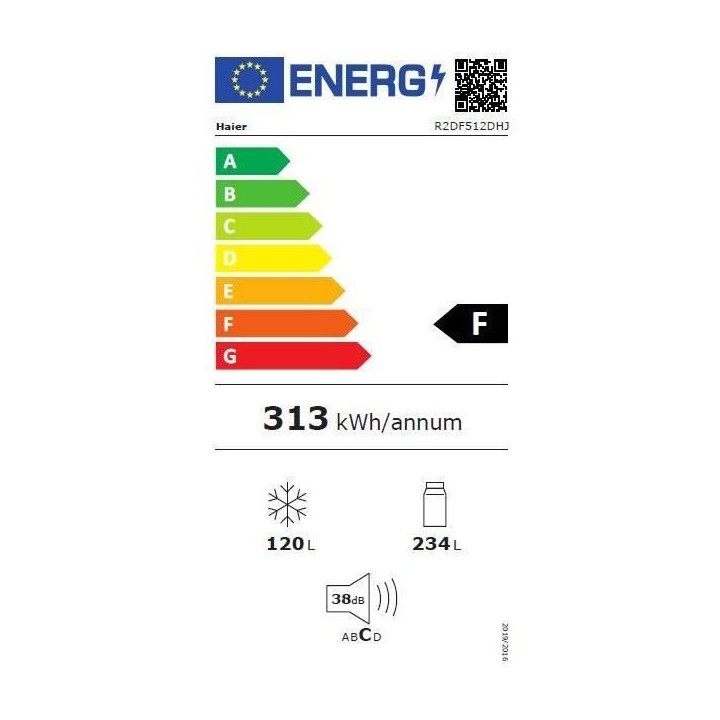 HAIER R2DF512DHJ - Réfrigérateur combiné - No Frost - 341L (233+ 10