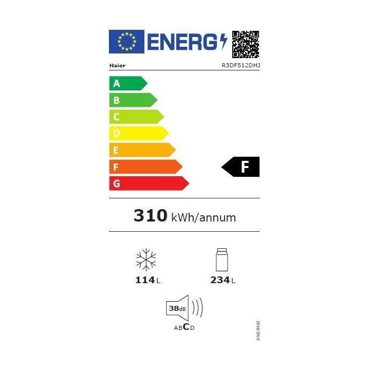 HAIER R3DF512DHJ - Réfrigérateur multi-portes - 330L (233+97) - Froi
