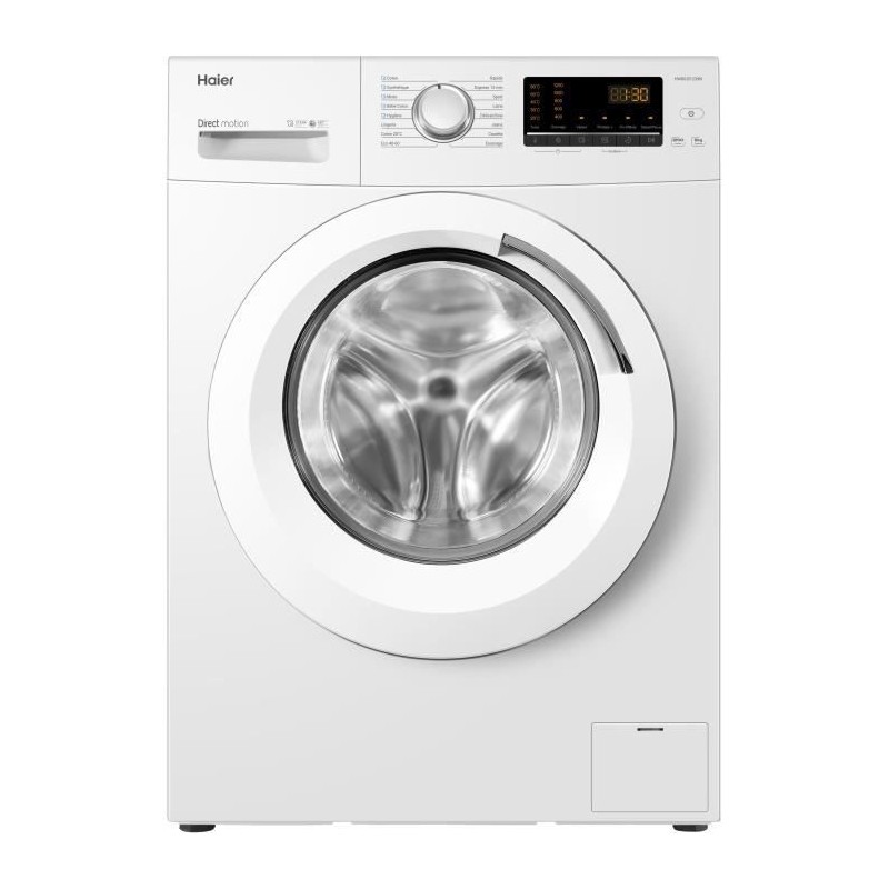 Lave-linge hublot HAIER HW80-B1239N-FR - 8 kg - Moteur direct motion - 1200 trs/min - Vapeur - Classe A - Traitement anti-bacté