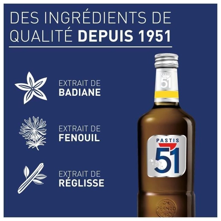 Pastis 51 - Apéritif anisé - Pastis de Marseille - 45,0% Vol. - 450c
