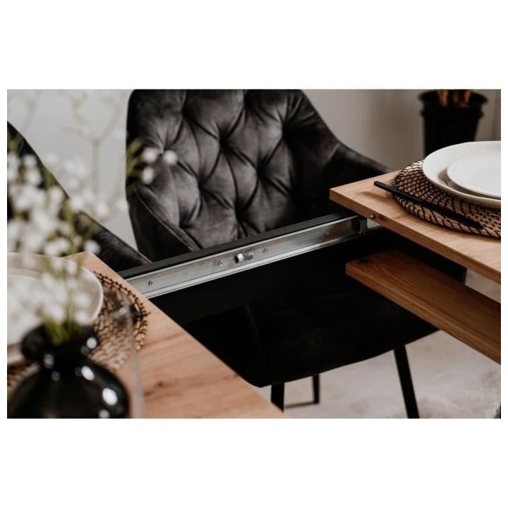 Table extensible COBURG + 1 allonge 40cm - Style industriel - Chene ar