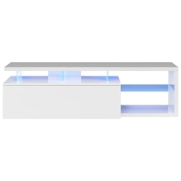 Meuble TV réversible BLUE-TECH - Mélaminé blanc laqué - 1 Porte ab