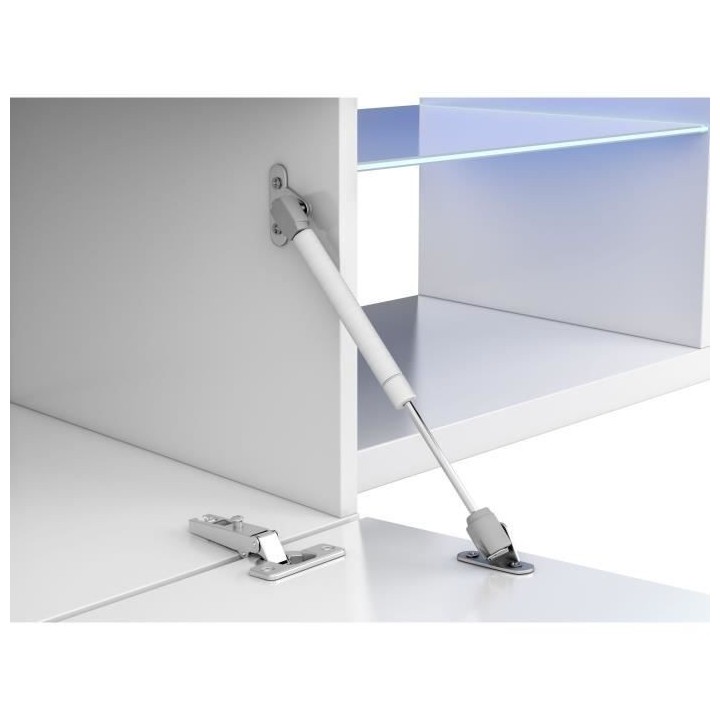 Meuble TV réversible BLUE-TECH - Mélaminé blanc laqué - 1 Porte ab