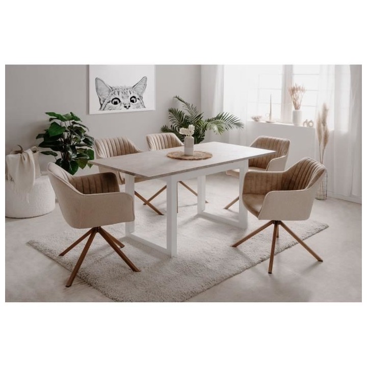 Table a manger extensible Houston - 160-200 x 75 x 90 cm - Plateau eff