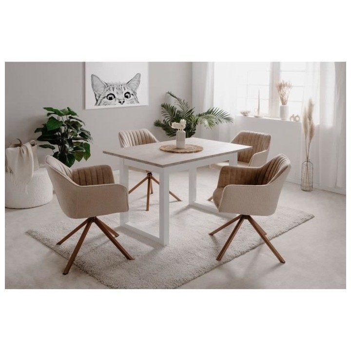 Table a manger extensible Houston - 160-200 x 75 x 90 cm - Plateau eff
