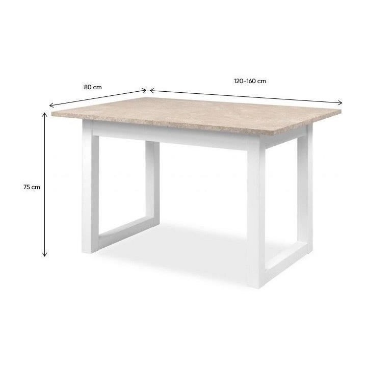 Table a manger extensible Houston - 160-200 x 75 x 90 cm - Plateau eff