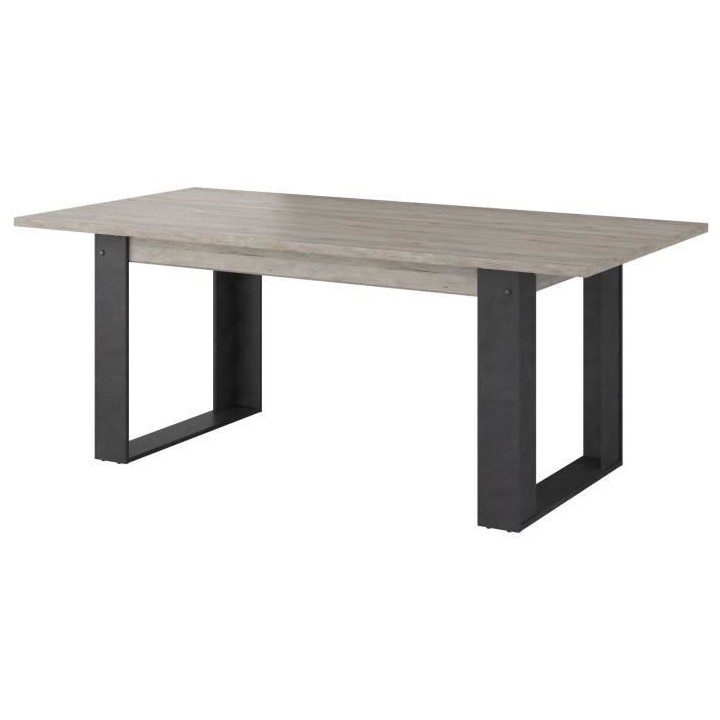 Table a manger rectangulaire CESAR - Décor Noir Chene beige grisé -
