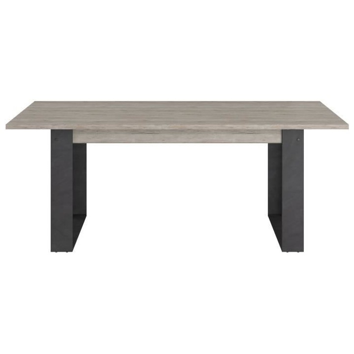 Table a manger rectangulaire CESAR - Décor Noir Chene beige grisé -