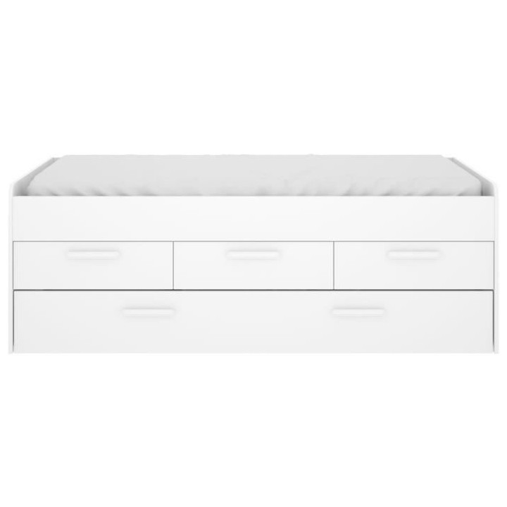 LEKA Lit enfant gigogne - 2 x 90 x 190 - 3 tiroirs - Mélaminé blanc