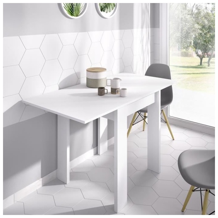 Table carré de cuisine - mélaminé - Blanc - L67 x l 67 x 79 cm