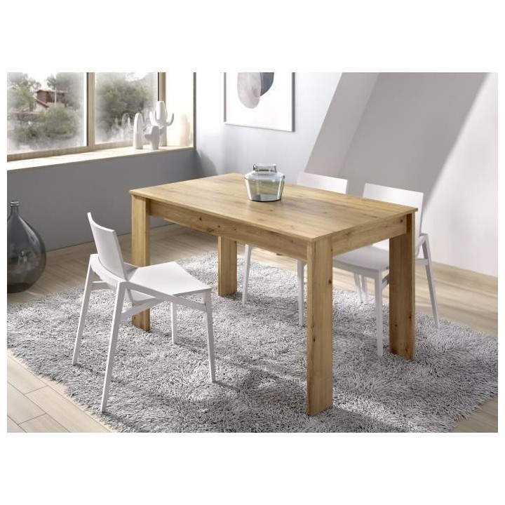 Table a manger SAMI - 4 personnes - Mélaminé Chene Artisan - L 139 x