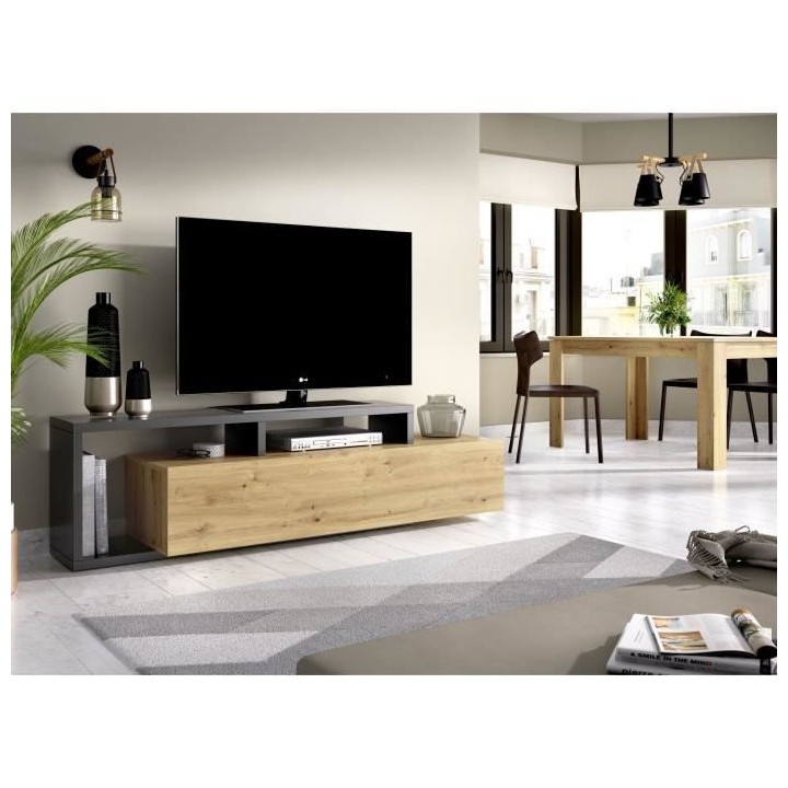 MEUBLE BAS TV 165 x 46 x 40cm - mélaminé - KRAM