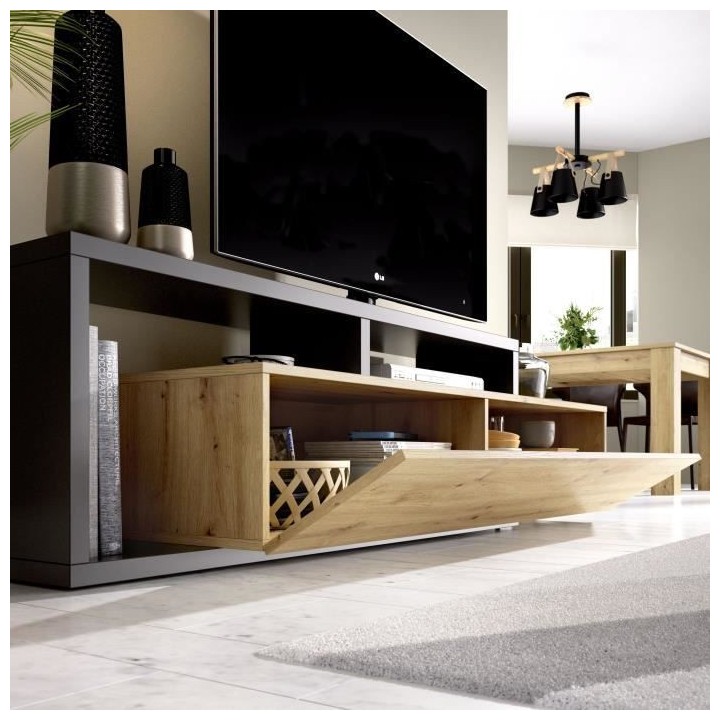 MEUBLE BAS TV 165 x 46 x 40cm - mélaminé - KRAM