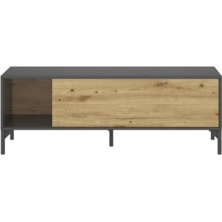 Meuble TV LAK - Mélaminé chene artisan et anthracite - 1 Porte - L 1