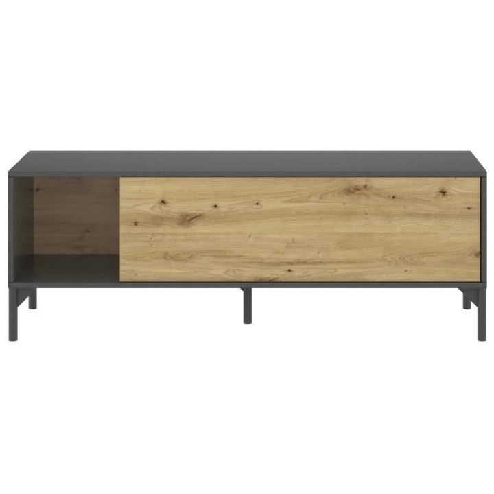 Meuble TV LAK - Mélaminé chene artisan et anthracite - 1 Porte - L 1