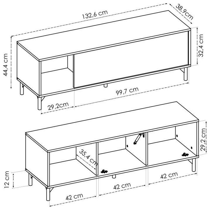 Meuble TV LAK - Mélaminé chene artisan et anthracite - 1 Porte - L 1