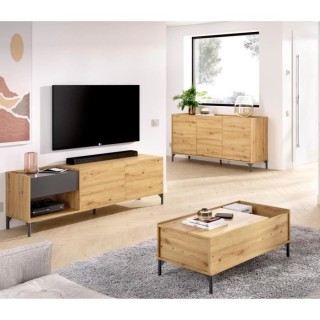 Ensemble salon Meuble TV 164 cm + Table basse relevable + buffet 155 c