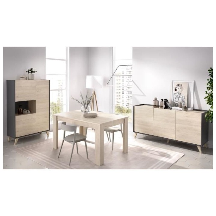 Salle a manger complete avec enfilade + vitrine + table - Décor graph