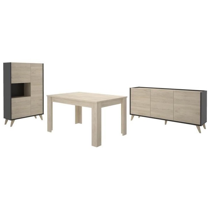 Salle a manger complete avec enfilade + vitrine + table - Décor graph