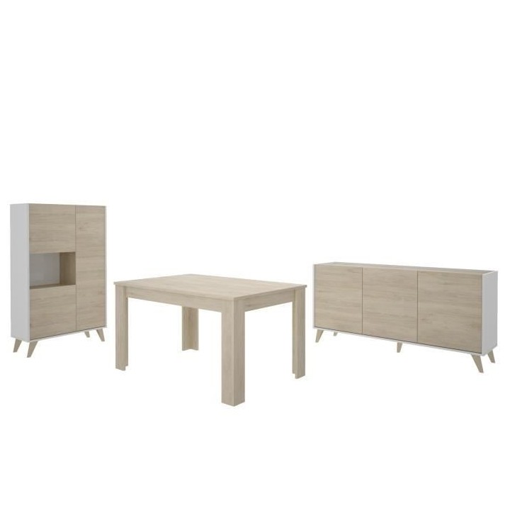 Salle a manger complete NESS - Enfilade, Vitrine et Table - Mélamine