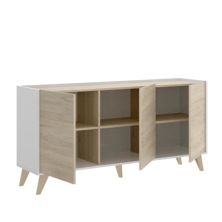 Salle a manger complete NESS - Enfilade, Vitrine et Table - Mélamine