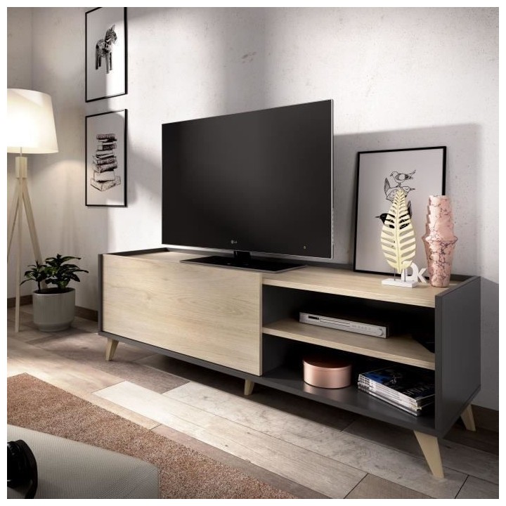 Ensemble meuble TV table basse buffet NESS - Mélaminé - Style scandi