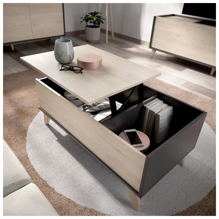 Ensemble meuble TV table basse buffet NESS - Mélaminé - Style scandi