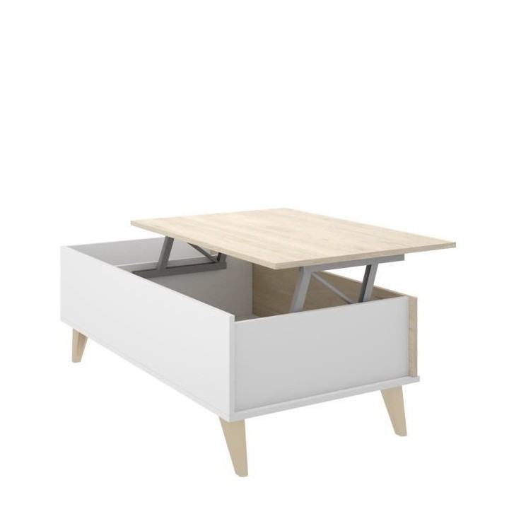 Ensemble salon NESS : Meuble TV + Table basse relevable - Mélaminé -