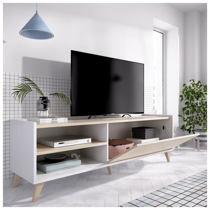 Ensemble salon NESS : Meuble TV + Table basse relevable - Mélaminé -