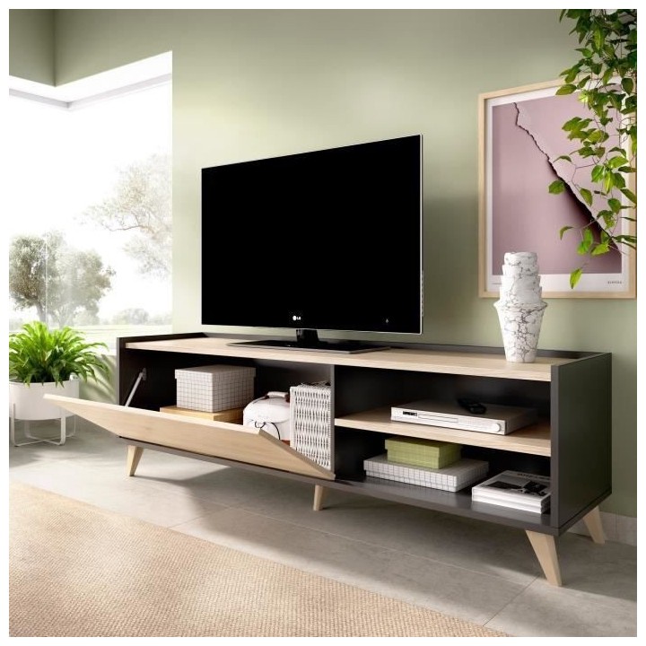 Ensemble salon NESS : Meuble TV + Table basse relevable - Mélaminé -