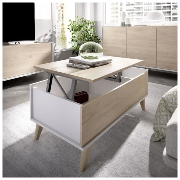 Ensemble meuble TV table basse buffet NESS - Mélaminé - Style scandi