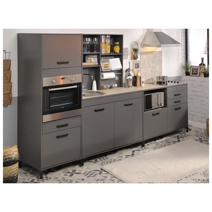 STORM Meuble bas - Coloris Gris ombre - L118 x P60 x H95 cm - 2 Portes