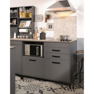 STORM Meuble bas - Coloris Gris ombre - L118 x P60 x H95 cm - 2 Portes