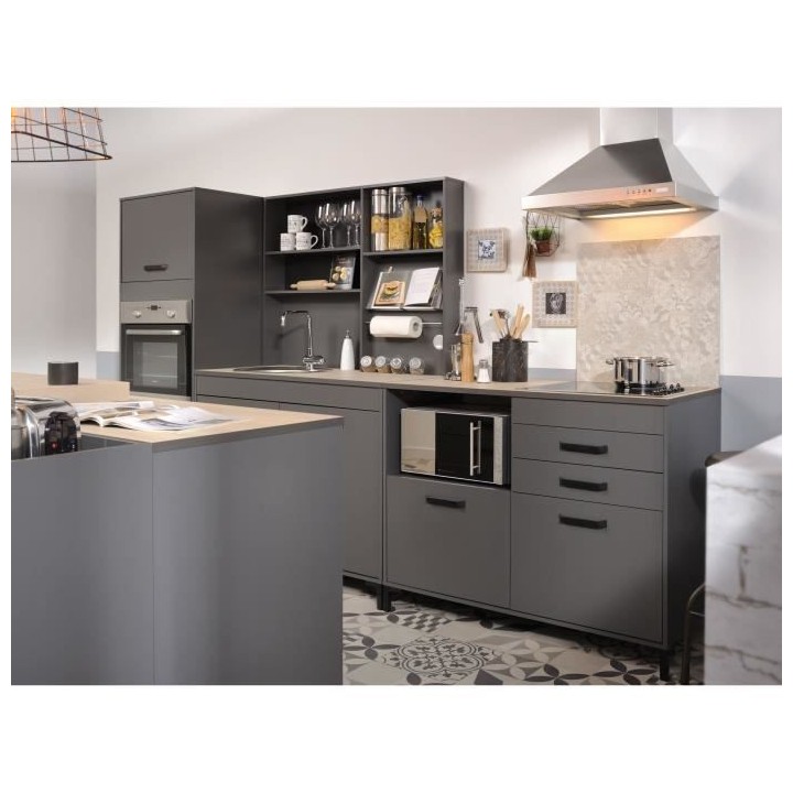 STORM Meuble bas - Coloris Gris ombre - L118 x P60 x H95 cm - 2 Portes