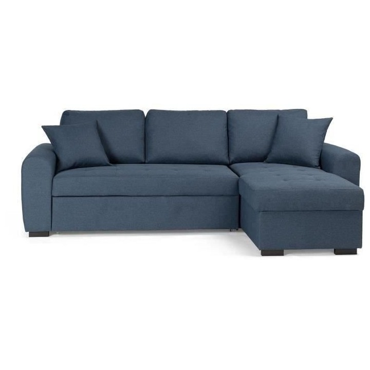Canapé d'angle convertible réversible - Tissu Bleu - HAMILTON - L 24
