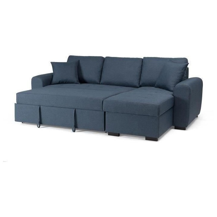 Canapé d'angle convertible réversible - Tissu Bleu - HAMILTON - L 24
