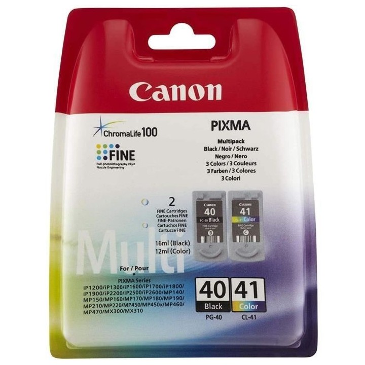 CANON Pack de 2 cartouches d'encre PG-40 / CL-41 Noir + Couleur