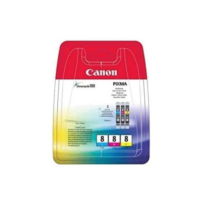 CANON Pack de 3 cartouches d'encre CLI-8 Cyan/Magenta/Jaune