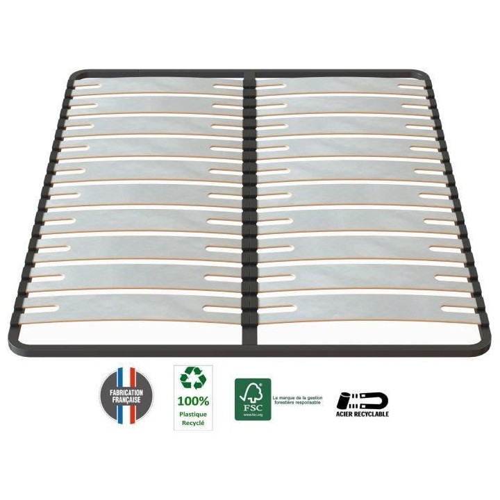 SEDAC Sommier OPTISIZE 160 x 200 - Cadre a lattes extra large 141mm de