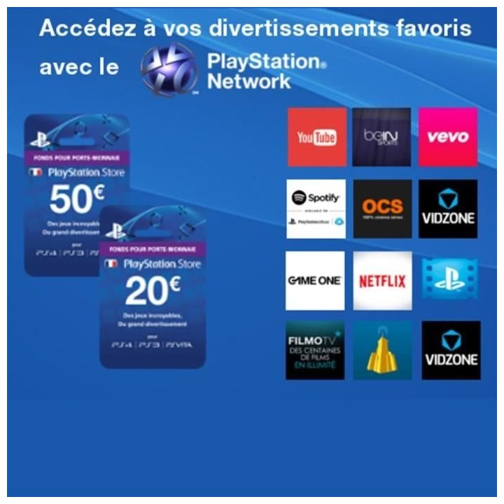 Carte cadeau de 20€ a utiliser sur le PlayStation Store